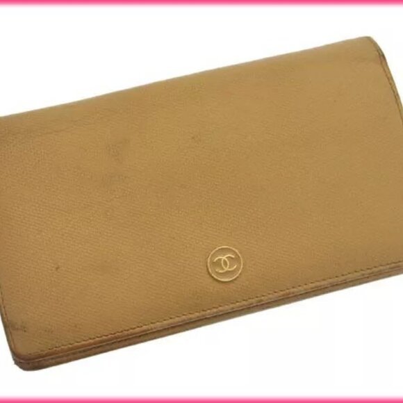 Chanel Wallet Purse Bifold Coco Button Beige Woman Authentic - Picture 4 of 12
